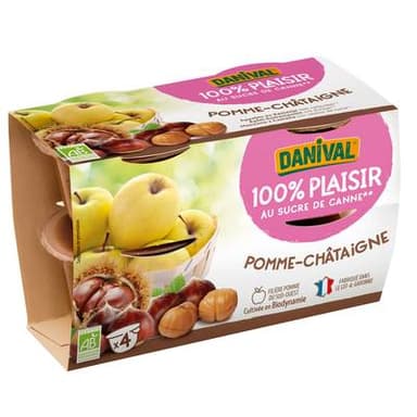 Danival Compotes Pomme Châtaigne bio, 4x100g