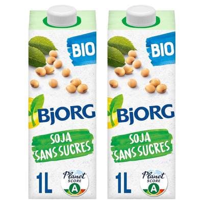 Bjorg Lait d'Amande Sans Sucres Ajoutés Boisson Végétale Bio, Lot de 2x1L