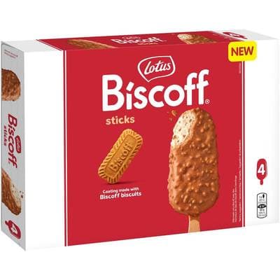 Lotus Bâtonnets Glacés Caramel Biscoff, 4 bâtonnets - 280g