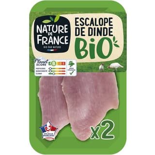 Nature De France Escalopes de Dinde Bio, 2x125g