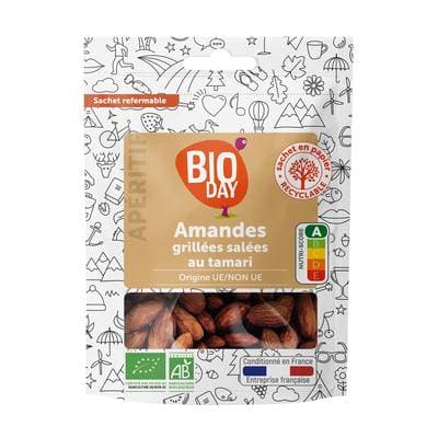 Bioday Amandes au tamari bio, Sachet de 125 g