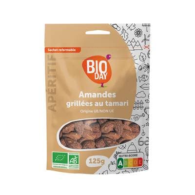 Bioday Amandes au tamari bio, Sachet de 125 g