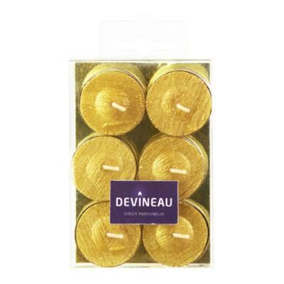 3065876146280 - Devineau - Bougies chauffe-plats brossées or pailletées