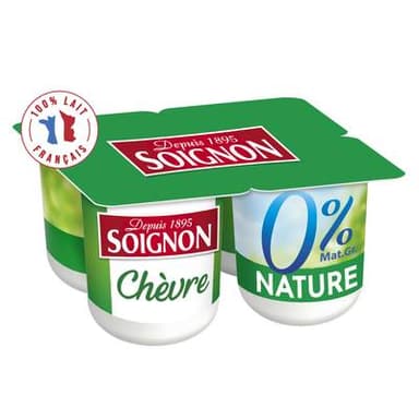 Soignon Yaourt 0 % au lait de Chèvre, 4x125g