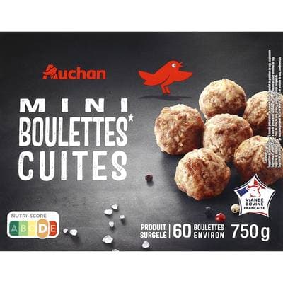 Auchan Minis boulettes de boeuf cuites, 750g