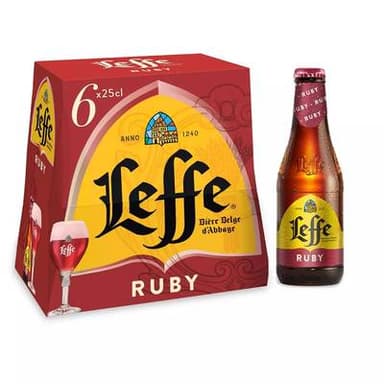 Leffe Ruby Bière d'Abbaye aux fruits rouges 5°, 6x25cl