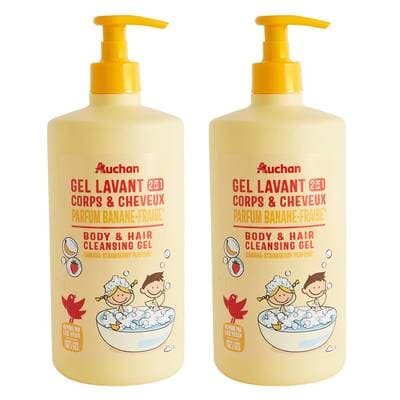 COSMIA Gel lavant corps et cheveux 2 en 1 banane fraise, Lot de 2x750ml