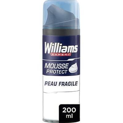 Williams Mousse à raser aux plantes actives pour peaux fragiles, 200ml