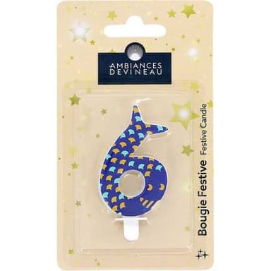 Ambiances Devineau Bougie chiffre 6 Baleine, 1 bougie