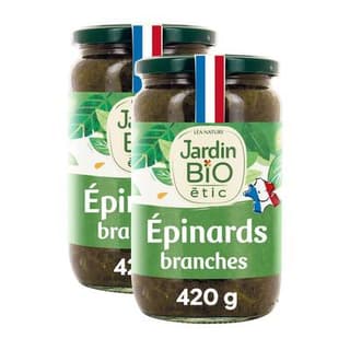 Jardin Bio Etic Epinards en branches bio, Lot de 2x420g