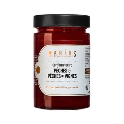 Marius, L'Épicerie Inspirée Confiture Extra Pêches et Pêches de Vigne, 375g