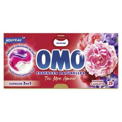 Omo Lessive Capsule 3en1 mon Amour au Pivoine & Violette, 29 capsules