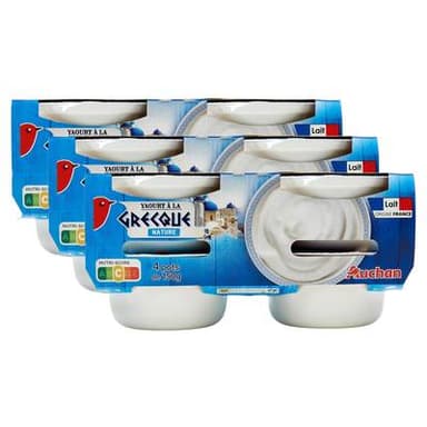 Auchan Yaourt à la grecque nature, Lot de 3 - 4x150g