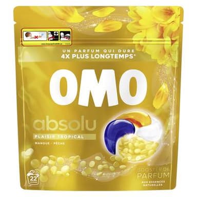 Omo Lessive Capsules Perles Parfumées Mangue & Pêche, 22 capsules