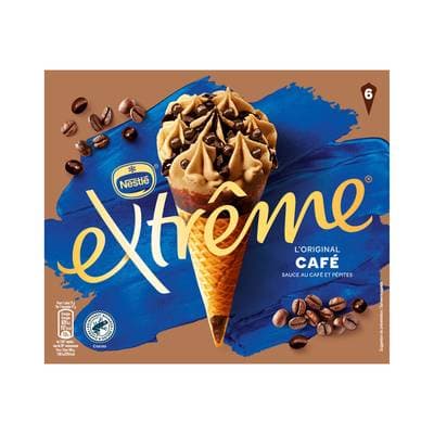 Extrême Cônes glacés café, sauce au café et pépites de chocolat, 6 cônes - 426g