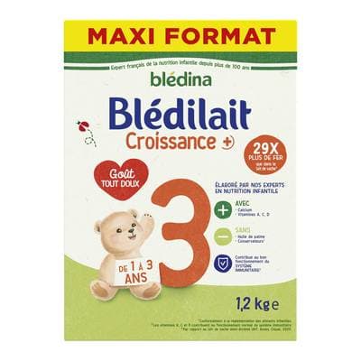 Blédina - Blédilait Lait de Croissance 3ème âge en poudre Bébé Dès 12 mois, 1,2kg