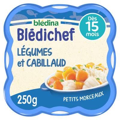 Blédina - Blédi'chef Mijoté de Légumes Fondants et Cabillaud Assiette Bébé Dès 15 mois, 250g