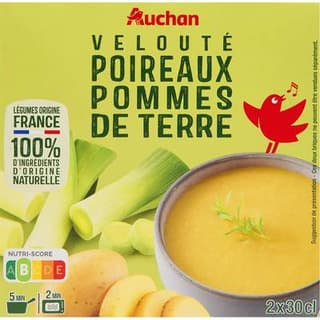 Auchan Velouté poireaux pommes de terre Soupe liquide en brique individuelle, 2x30cl