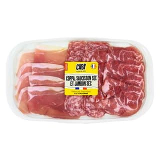 Caby Plateau Coppa, Saucisson Sec et Jambon Sec, 120g