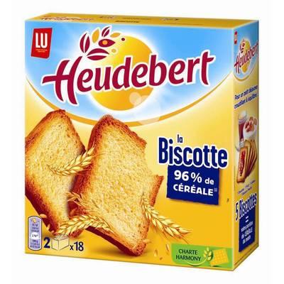 Heudebert - Biscotte nature 96% céréales - 36 tranches