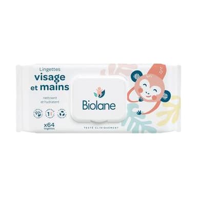Biolane Lingettes visage et mains, 64 lingettes