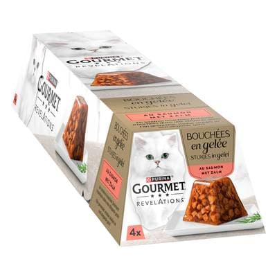 Purina - Gourmet Révélations Pots Bouchées Saumon en Gelée pour chat, 4x57g