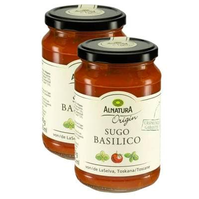 Alnatura Sauce tomate bio au basilic - Sugo Basilico en bocal, Lot de 2x340g