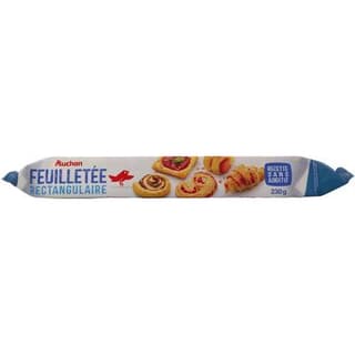 Auchan Pâte Feuilletée Rectangulaire, 230g