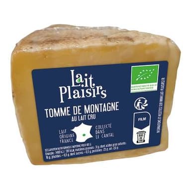 Lait Plaisirs Tomme de Montagne bio au lait cru, 200g