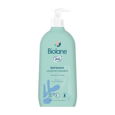 Biolane Gel lavant corps et cheveux bio pour bébé, 500ml