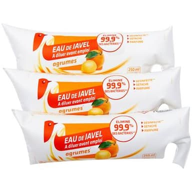 Auchan Eau de javel aux agrumes à diluer berlingot, 3 x 250ml