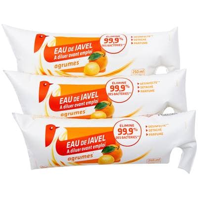 Auchan Eau de javel aux agrumes à diluer berlingot, 3 x 250ml