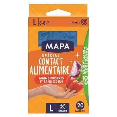 Mapa Gants fins pour contact alimentaire, 20 gants fins - taille L