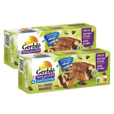 Gerblé Sans Gluten Sans Lactose Mini cakes marbrés sans gluten et sans lactose, Lot de 2x200g