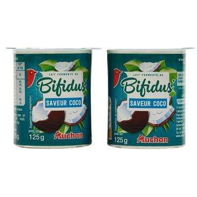Auchan Yaourt au bifidus à la noix de coco, 4x125g