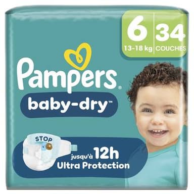 Pampers Babydry Geant Couches Baby-Dry 13-18kg - Taille 6, 33 couches