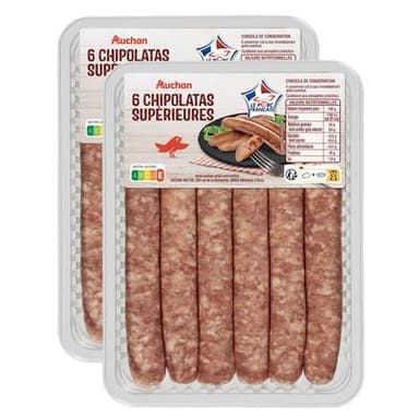 Auchan Chipolatas Supérieures, Lot de 2x330g