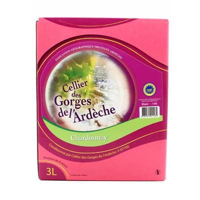 Chardonnay Blanc IGP Cellier des gorges de l'Ardèche, Bag in box 3L