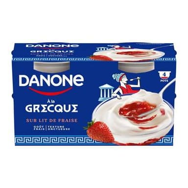 Danone Yaourt à la grecque nature sur lit de fraise, 4x115g