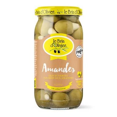 Le Brin d'Olivier Olives Vertes Fourrées aux Amandes, 200g