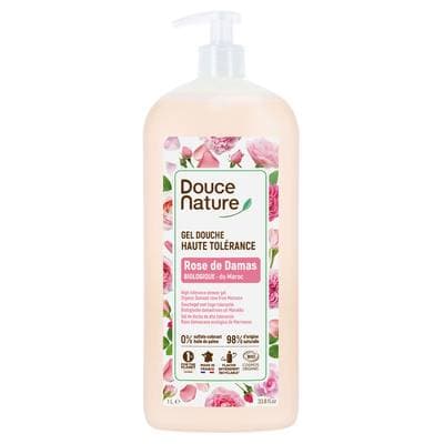 Douce Nature Gel Douche haute tolérance Rose du Maroc, 1L