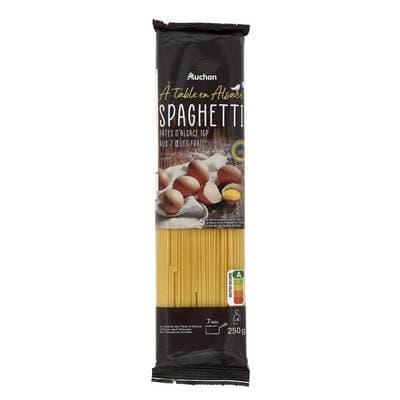 Auchan Terroir Pâtes Spaghetti d'Alsace aux oeufs frais blé français IGP, 250g