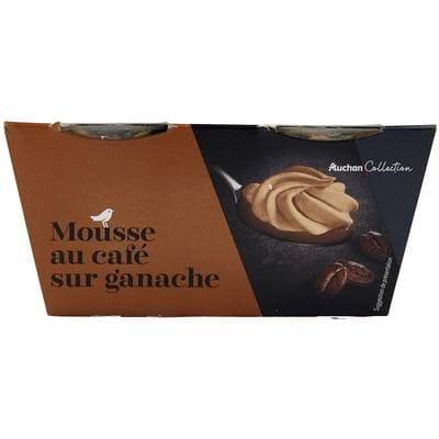Auchan Collection Mousse au café sur ganache café, 2x65g