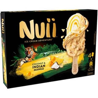 Nuii Bâtonnets Noix de coco et mangue, 4 bâtonnets - 290g