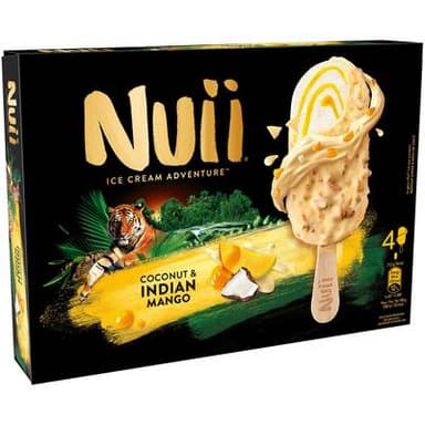 Nuii Bâtonnets Noix de coco et mangue, 4 bâtonnets - 290g
