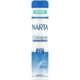 Narta Déodorant Fraîcheur Cologne Parfum Longue Durée Efficacité 48H Anti-Odeurs, 200ml