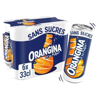 Orangina Boisson gazeuse à l'orange sans sucre, 6x33cl