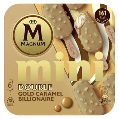 Magnum Mini Bâtonnets glacés Double Caramel, 6 bâtonnets - 282g