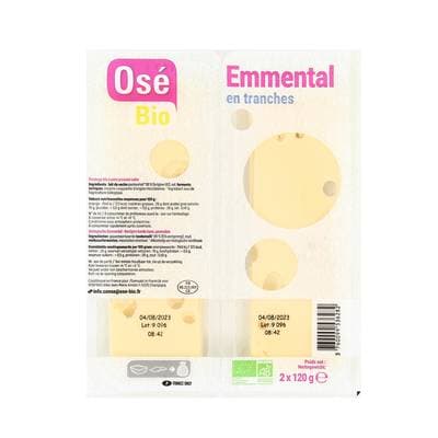 Osé Bio Emmental tranches bio, 2x120g