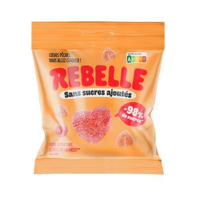 Rebelle Bonbon Cœurs Pêches, 50g